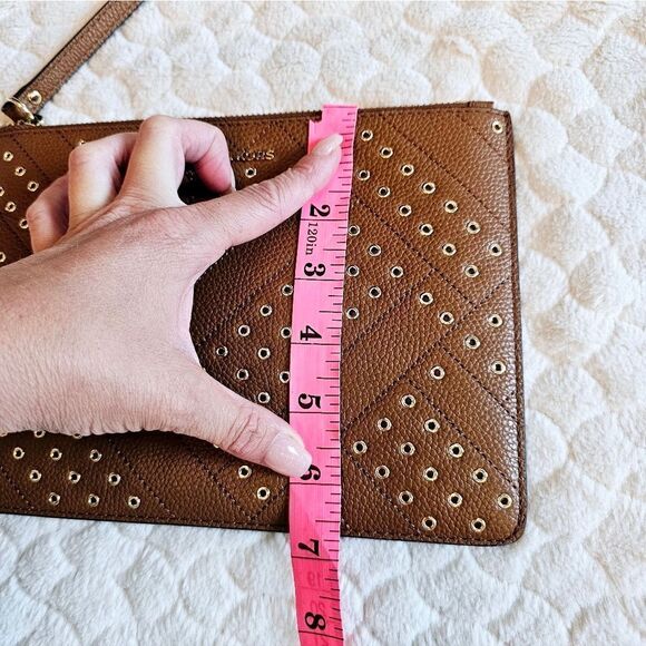 NEW Michael Kors jet set clutch brown leather purse wristlet - Picture 6 of 6